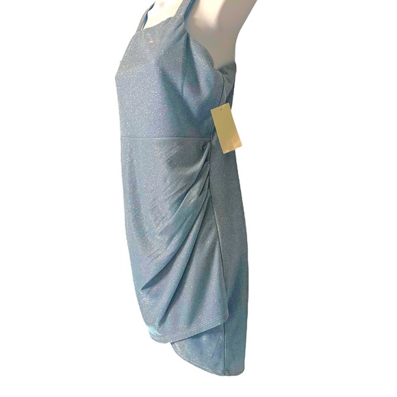 Poppied and Roses Powder Blue Metallic Dress Formal Size 16 - Picture 3 of 8